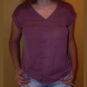 FORTUNE + IVY Purple Mixed Material Blouse